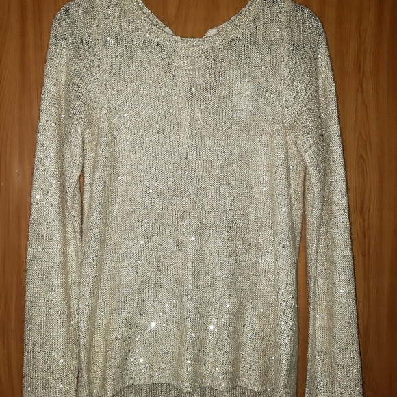 NWT Limited Open Tie Back Sequin Sweater - Picture 2 of 8